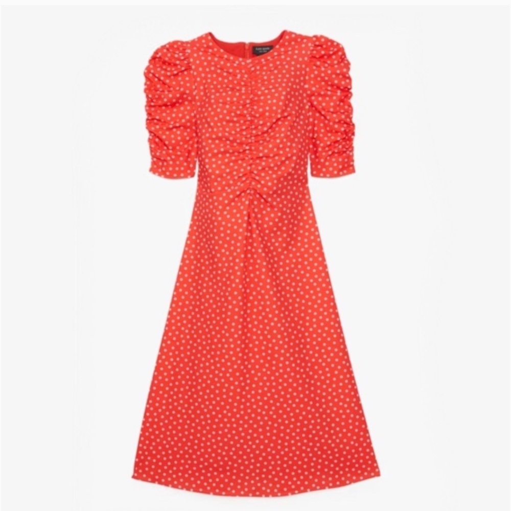 Kate Spade Spring Time Dot Ruched Dress, Size 10, NWT
